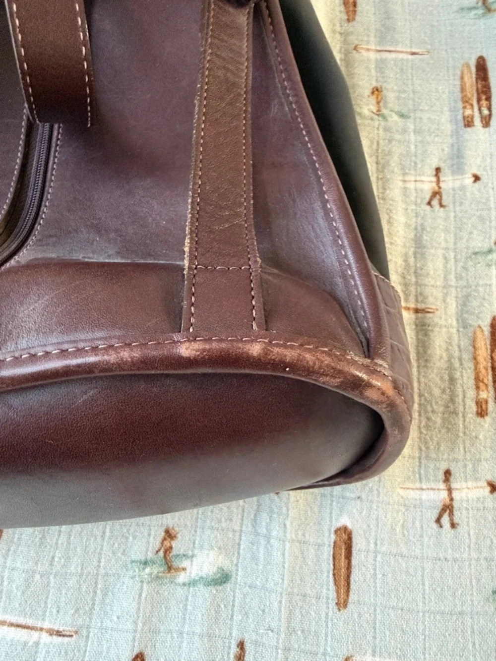 Brighton Brown Croc-Trim Nylon Backpack